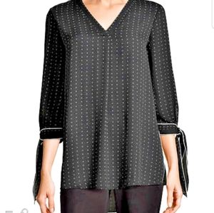 Blouse Ditsy Stripe V Neck Top